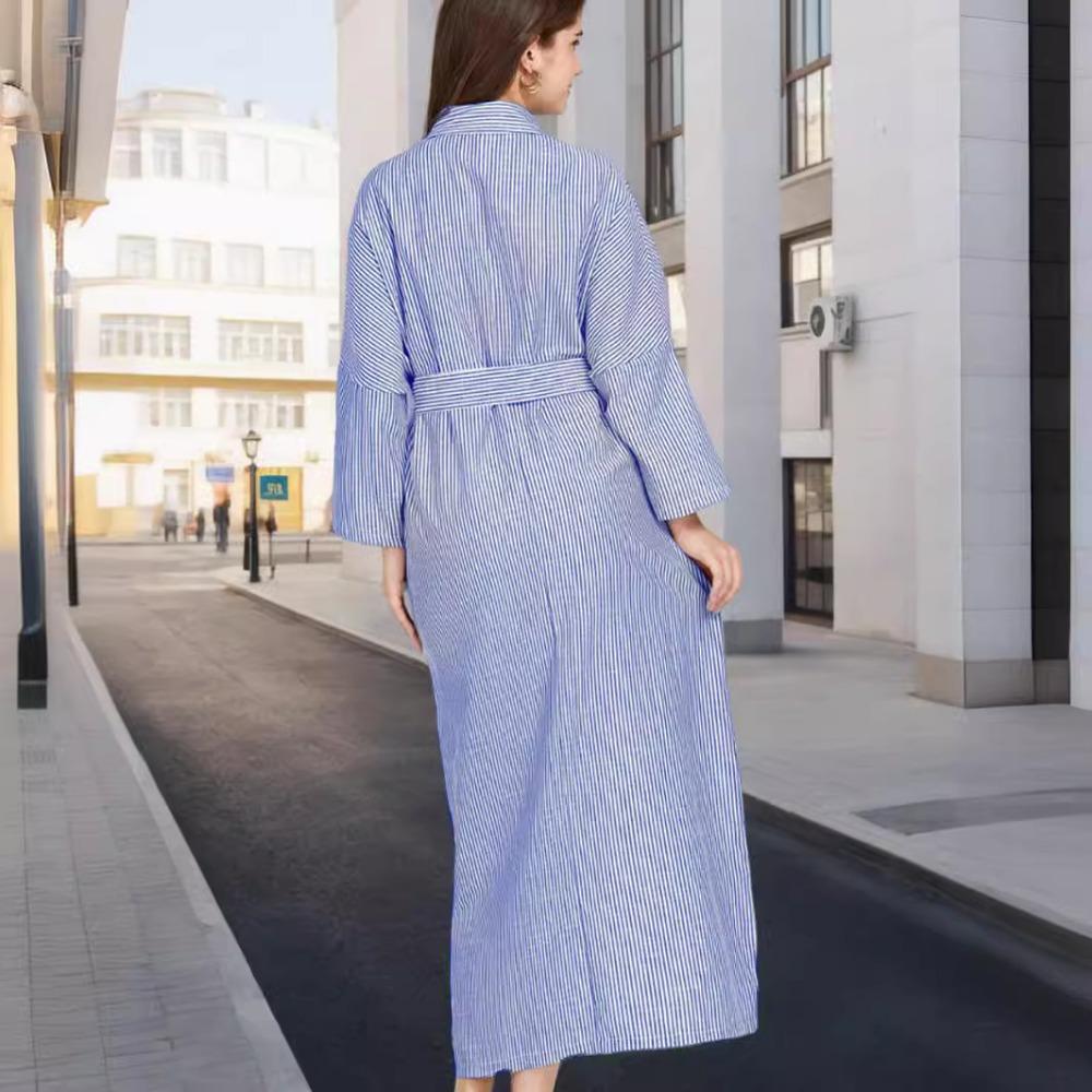 Женская полосатая рубашка юбка свободное платье