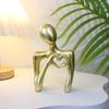 Gold Heart Hands Sculpture Resin Ornament Art Small Desktop for Bedroom Living