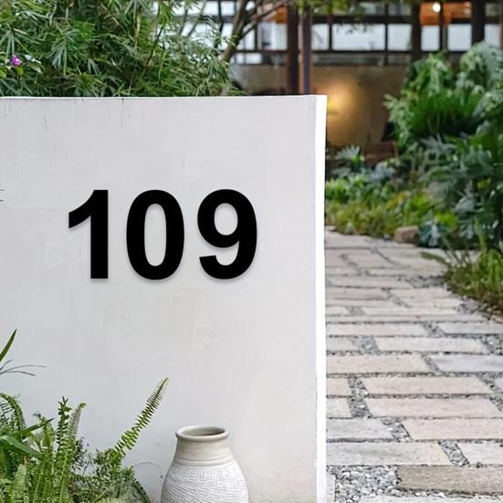 Decorative Address Numbers 3D House Number for Outside, Modern 0-9 Floating Numbers, Wall Mount Weather-proof Metal Sign Door, Mailbox,