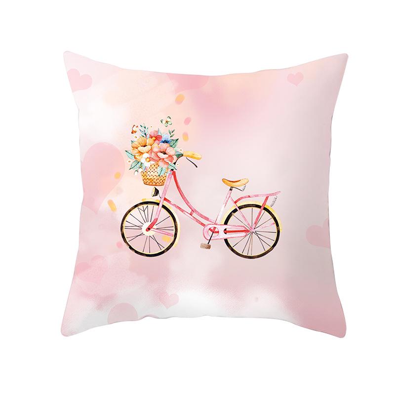 Flower and Grass Bicycle Pillow Cover for Home Ins Nordic Pillow Photo Small Fresh Cushion