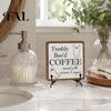 Halloween Wooden Sign with Stand, Freestanding Gothic Tabletop Sign, Funny Party Table Centerpiece for Home Coffee Corner Bathroom Living Room Text