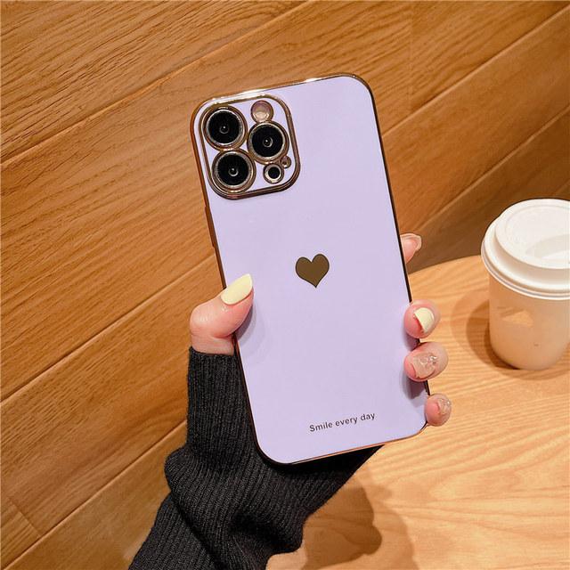 Мягкий чехол с гальваническим покрытием Love Heart для Iphone 1411 12 13 Pro Max Xs Max X Xr 13pro Max 11, противоударный силиконовый чехол Funda Capa