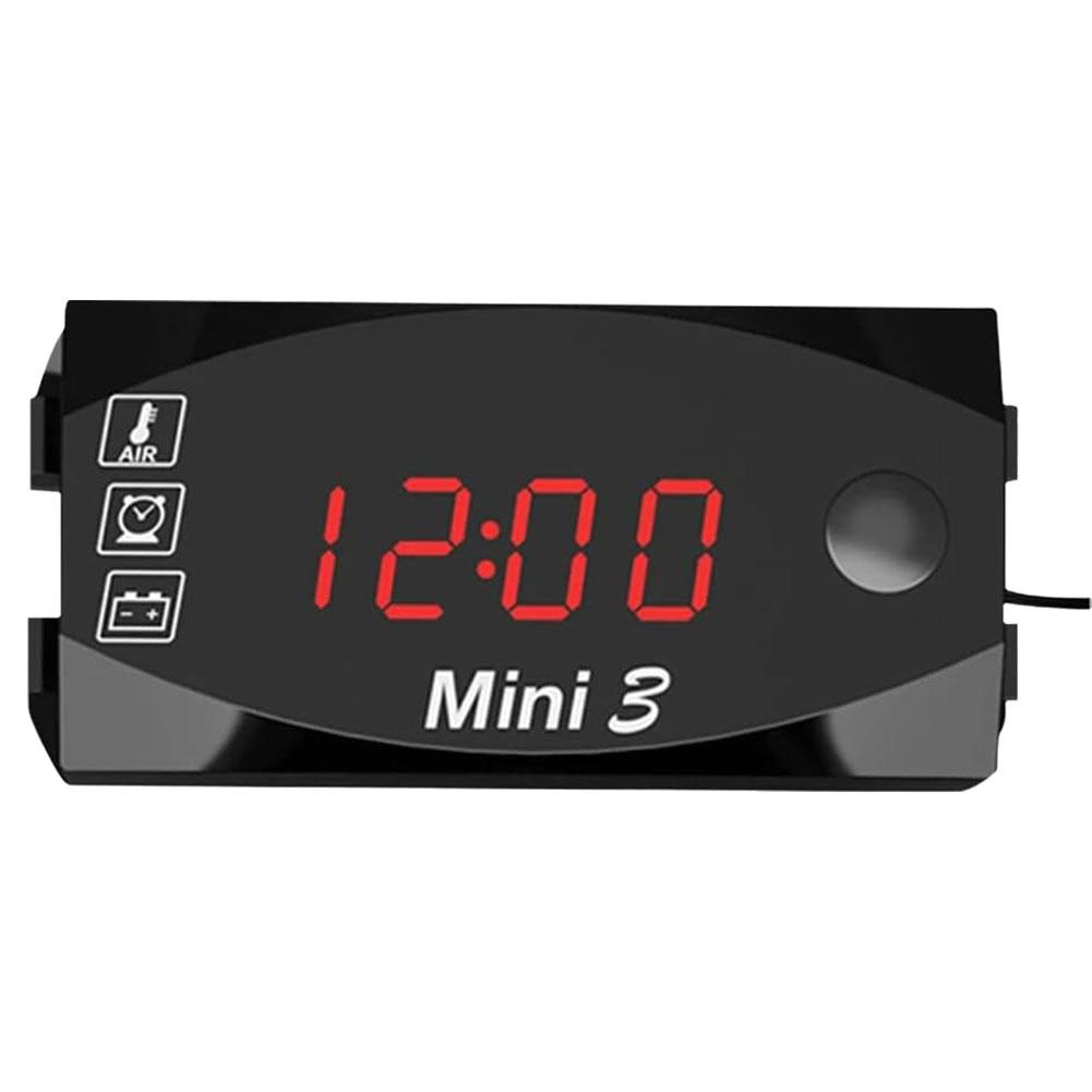 3 In 1 Motorcycle Voltmeter Electronic Clock IP67 Waterproof Thermometer Universal Voltmeter LED Clock Digital Watch Dustpr M2T5