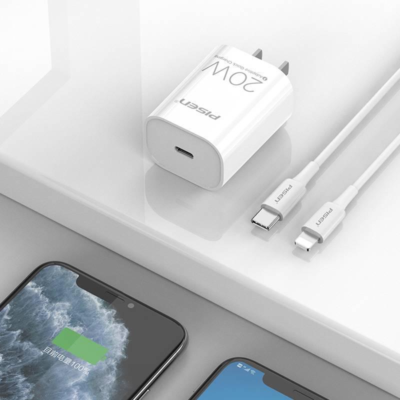 Комплект PISEN 20W PD Быстрое зарядное устройство с кабелем 1 м для устройств Apple