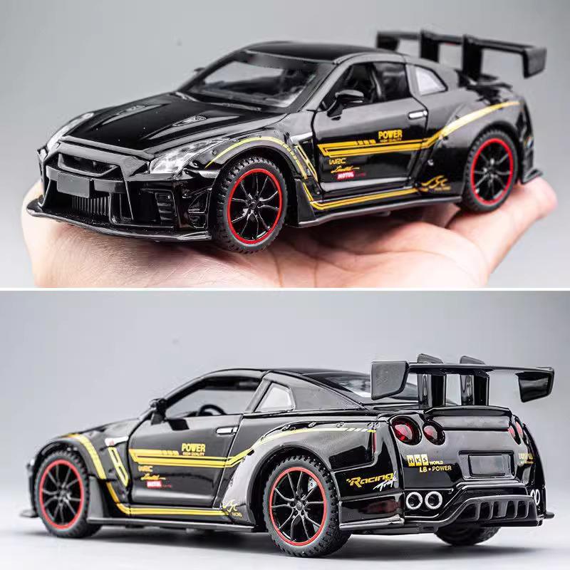 1:Масштаб 1:32 Спортивный автомобиль Nissan GTR R35 из сплава Литая модель Со звуком и светом Настольная коллекция Декоративный подарок Для мальчиков Дисплейный орнамент