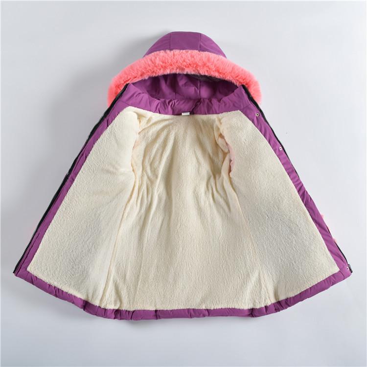 Зимние куртки для девочек, сохраняющие тепло, модное пальто с меховым воротником для маленькой принцессы, верхняя одежда на молнии с капюшоном, детская одежда для подростков