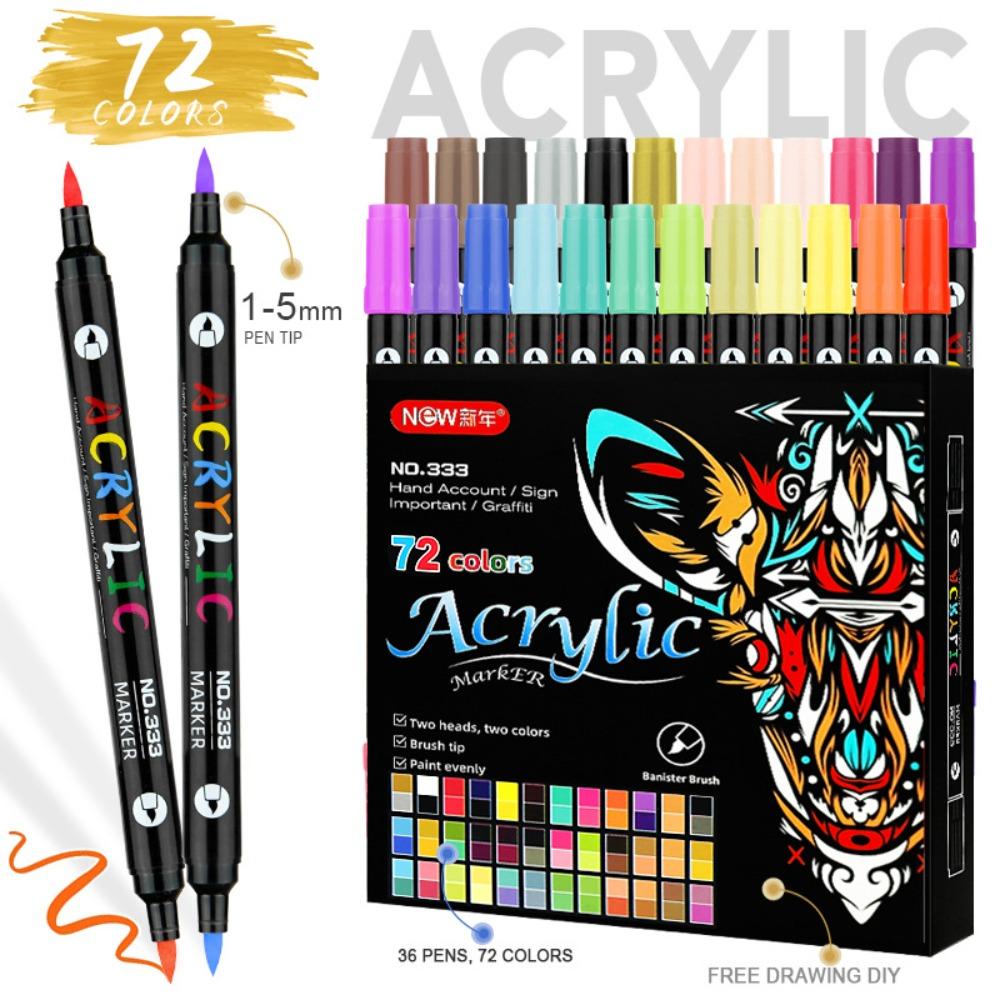 Dual Color Acrylic Paint Markers 24/48/72 Colors Dual Tip Markers Dual-ended Markers Ceramic Craft