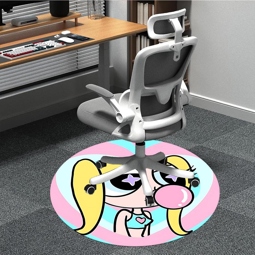 1pc Powerpuff Girls Office Round Area Rug, Under Office Chairs Bedroom Living Room Home Decor, Room Deco, Available in Various Sizes140