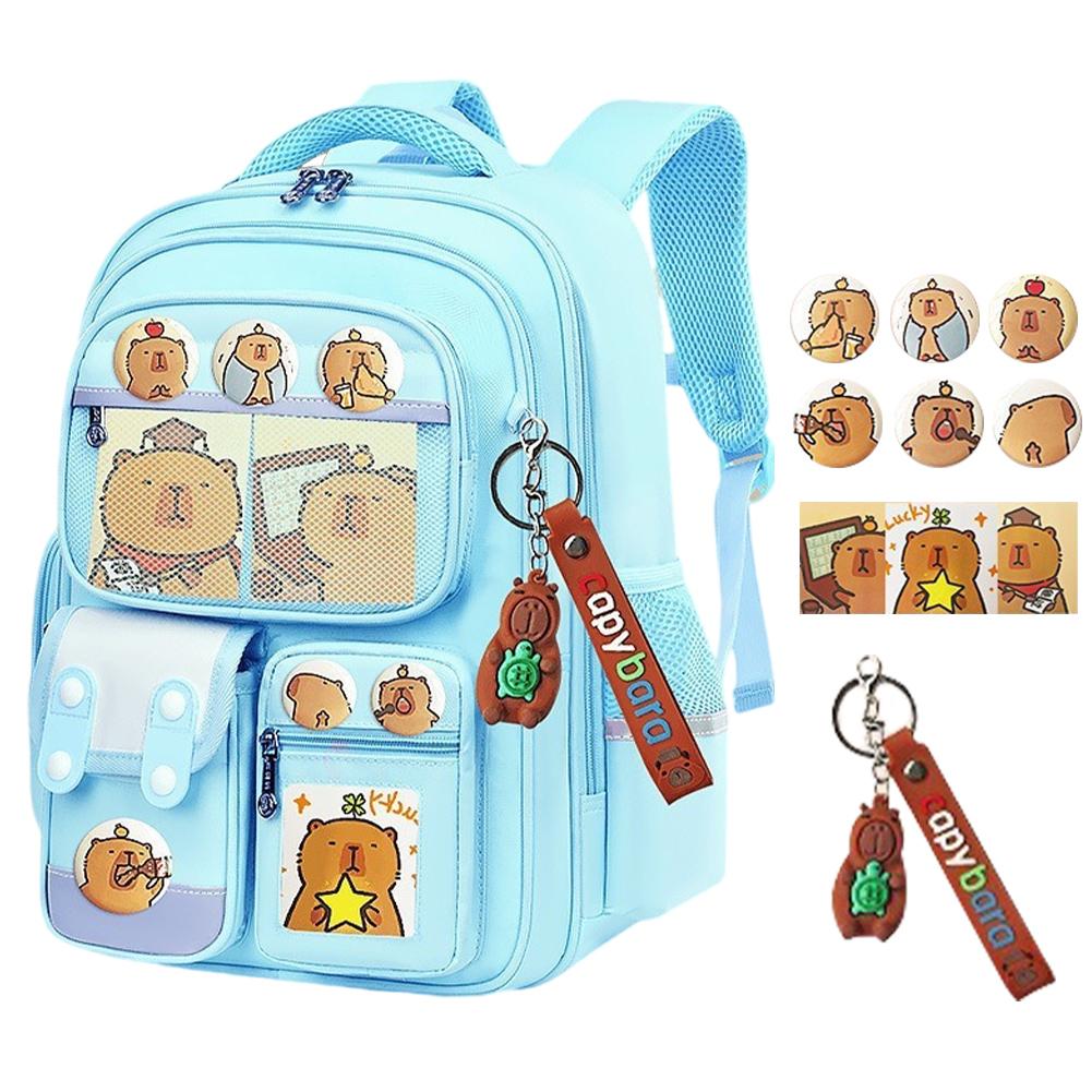 Capybara Kawaii Schoolbag Adjustable Strap Adorable Daypack Wear Resist Oxford Cloth Rucksack Travel Vacation Backpack