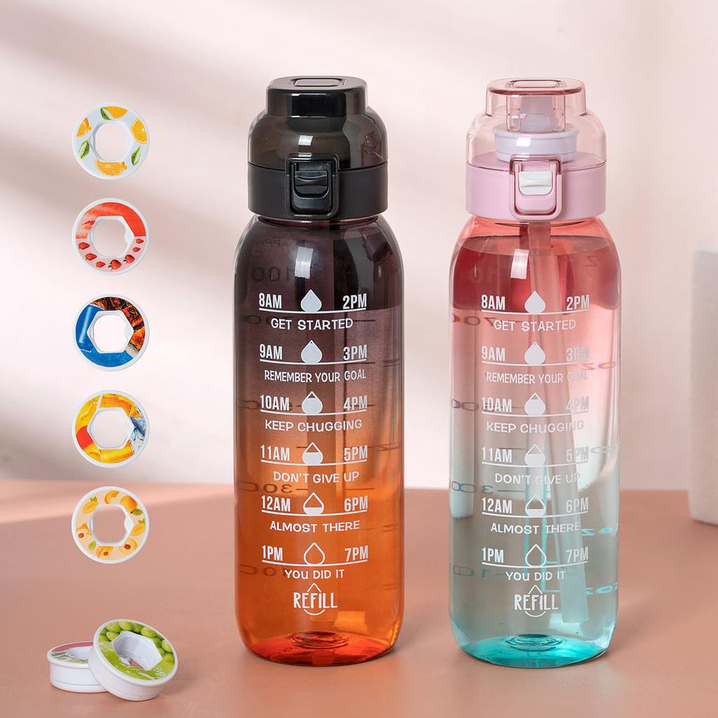 1000ml Bottle, Update Water Bottle Up Set With 8 Capsules Drinking Straw, Outdoor Water Bottle