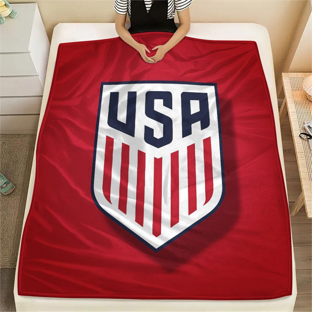 USA football Printed Flannel Blanket, soft throw for bedroom sofa, washable,soccer fan merchandise, great gift.