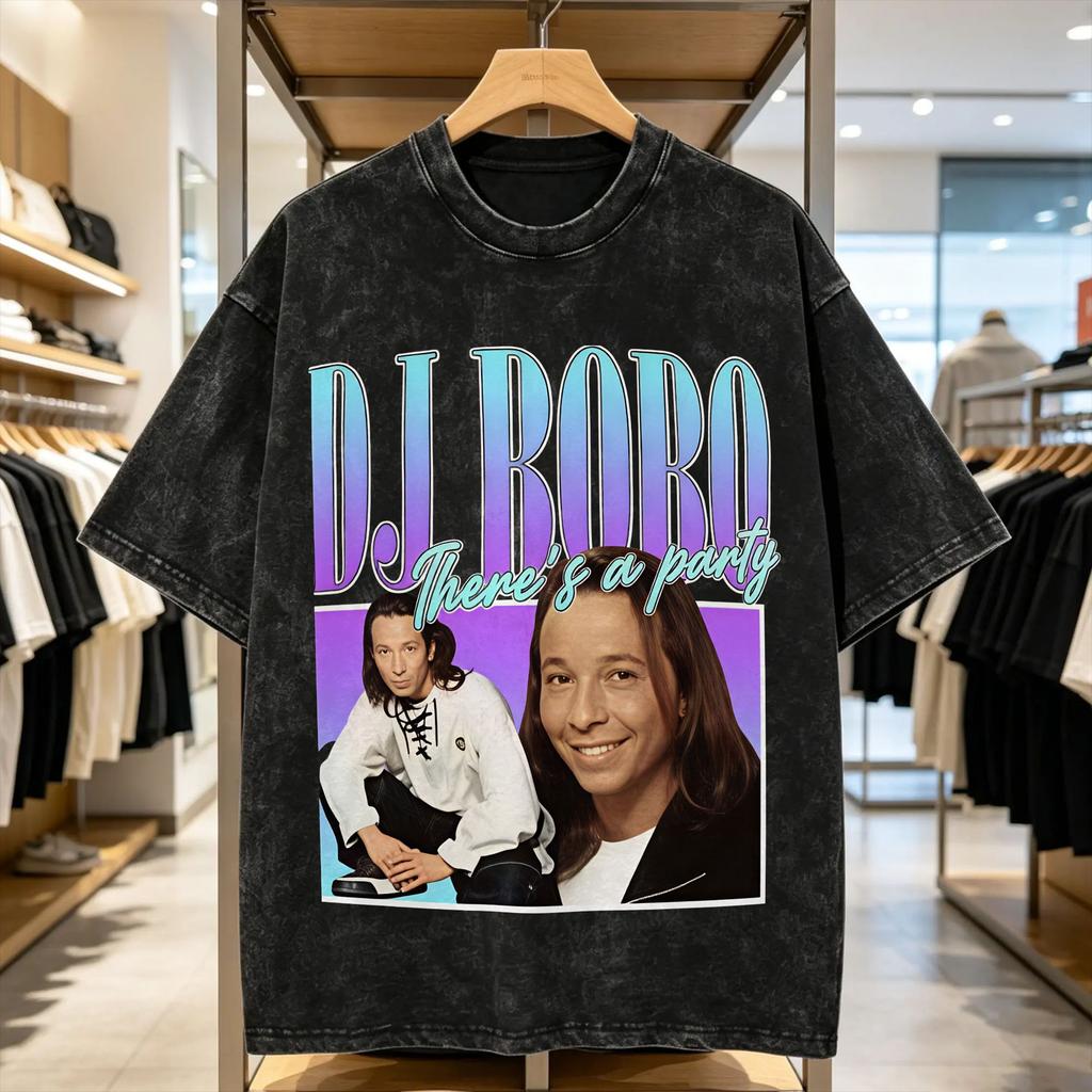 Couple T Shirt DJ Bobo Washed T Shirts Harajuku Eurodance Summer Tees Awesome Pattern Cotton Tops Dropshipping