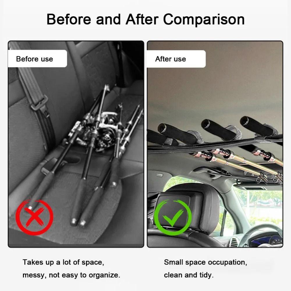 2Pcs 7 Rod Capacity Car Fishing Rod Holder Adjustable Car Fishing Pole Carrier Rear Seats