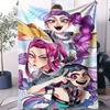 K-POP Demon Hunters Huntrix Girls Flannel Blanket Gradient Color Star Print Soft Warm Plush Throw for Fans Bed Couch Home Decor
