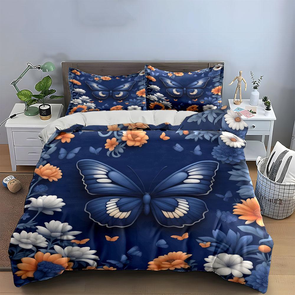 Butterfly Floral Dream Bedding Duvet Cover Set  (1*Duvet Cover 2*Pillowcases, without duvet insert)