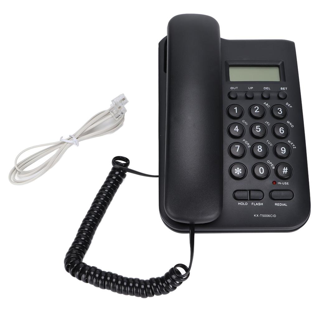 Semi Hands Free Dial Corded Phone Caller ID Wall Mounted Free Battery Wired TelephoneBlack