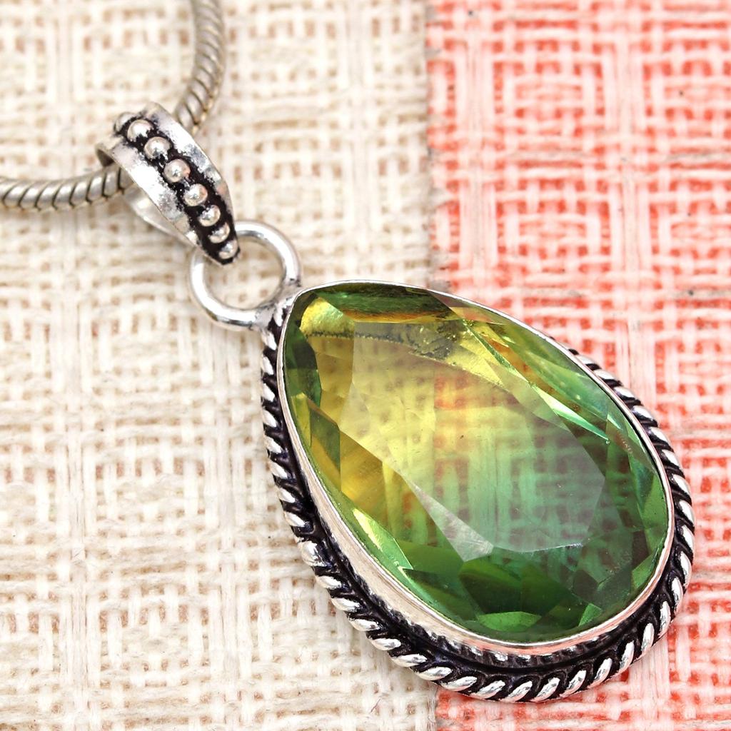 Green Tourmalinne Gemstone Mother's Day Jewelry Pendant Earring Set