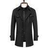 European Men's Wool Coat, Double Collar, Vertical Zipper.