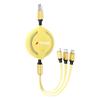 3in1 Retractable Fast Charge Data Cable USB Android Type-C IPhone for Toyota Trd GR Corolla Yaris Chr Auris RAV4 Land Cruiser Camry Highlander