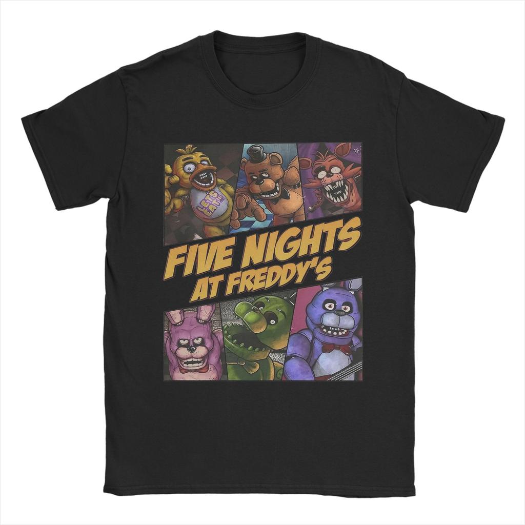 All Seasons FNAF At Freddys T Shirt for Unisex Cotton Tee Shirt Short Sleeve Pure Cotton Tops Streetwear Fashion Casual Tshirt
