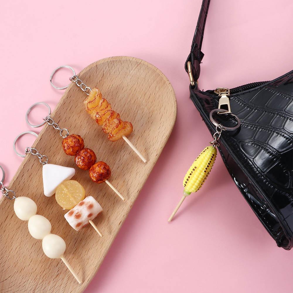 Шпажка Корейский стиль Сумка Подвеска Искусственная еда Брелок Женская мода Ювелирные изделия Имитация BBQ Брелки