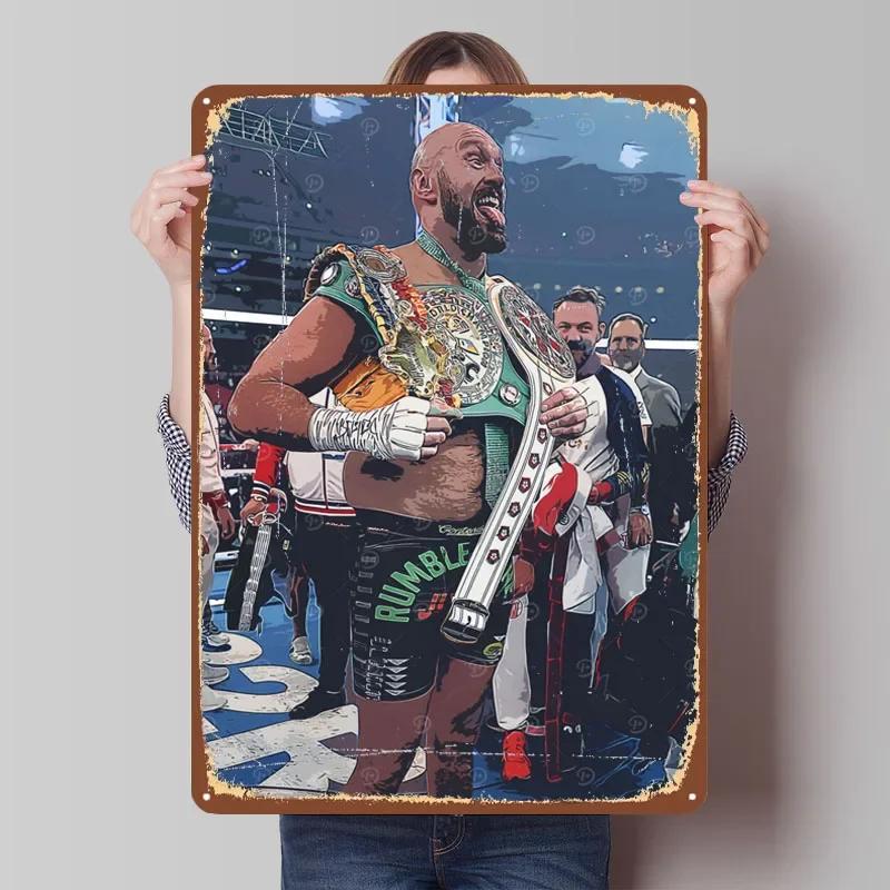 Tyson Fury Boxer Metal Poster Decor for Room Decoration Custom Boxing Metal Signs Tin Plates for Wall Art Decoration Man Cave
