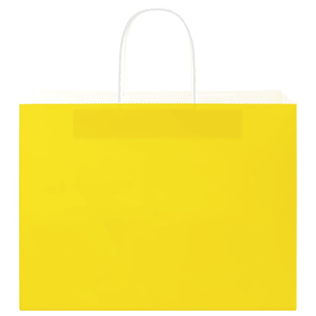 Yellow Paper Shopping Bags with Handles 50 pcs 32 x 17 x 25 cm