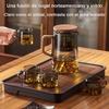 Magic Pot Glass Teapot with Wooden Handle 500ML Borosilicate Infuser Teapot with Magnetic Lid 304 Stainless Steel Strainer Water Separation for Loose