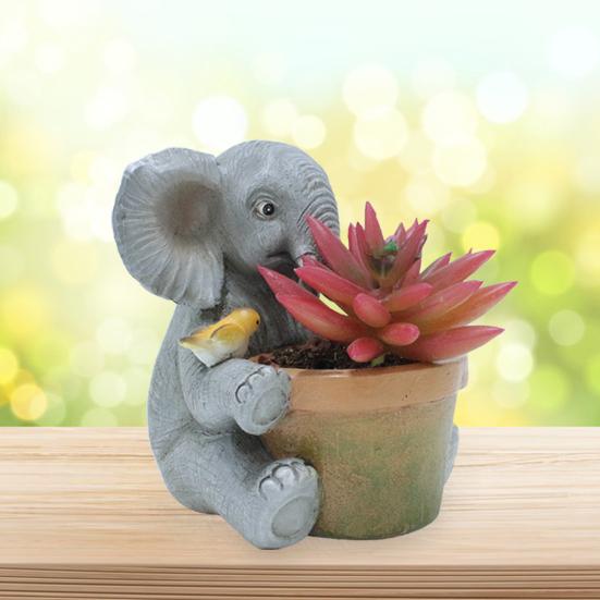Милый цветочный горшок в виде слона Ручная работа из смолы Декоративный горшок для суккулентов для дома Комнаты Сада Балкона Офиса