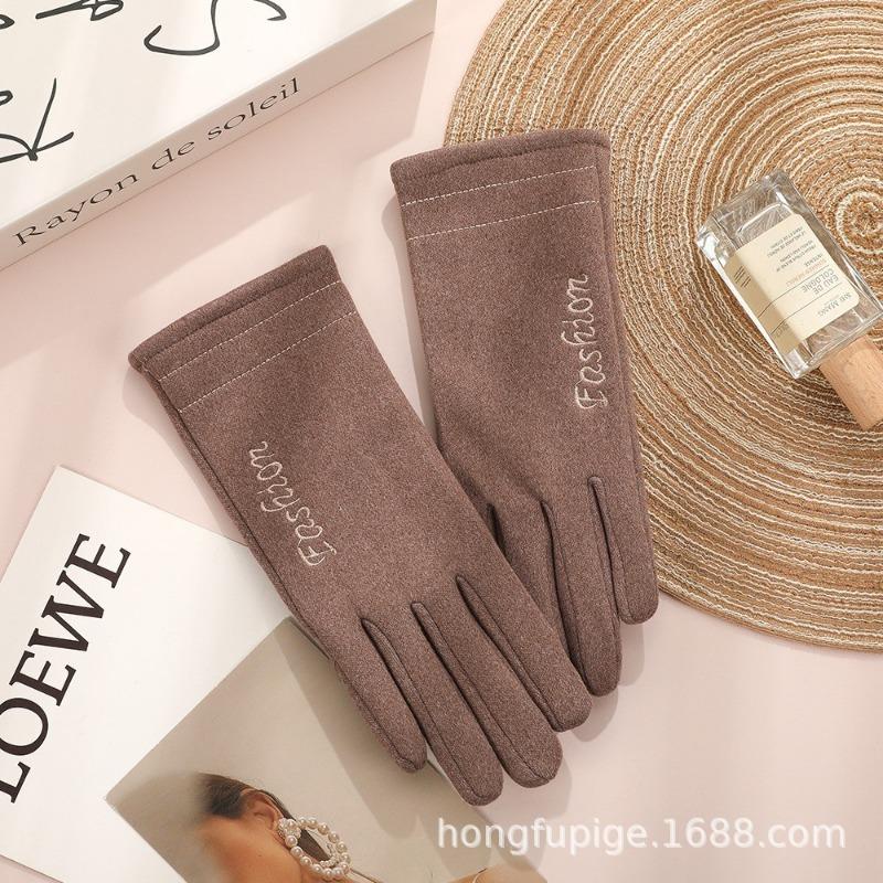 Теплые перчатки женские флисовые ветрозащитные для улицы для езды на электромобиле кроличий пух с бантом осенне-зимние перчатки