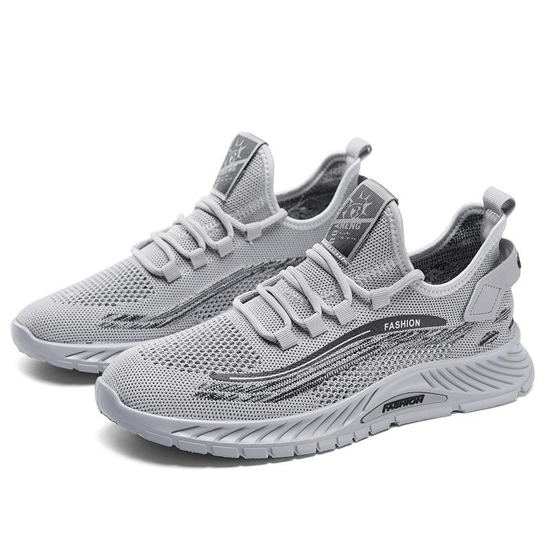 2025 летние повседневные одинарные туфли модные мужские новые дышащие спортивные туфли трендовые летающие тканые полые одинарные сетчатые туфли