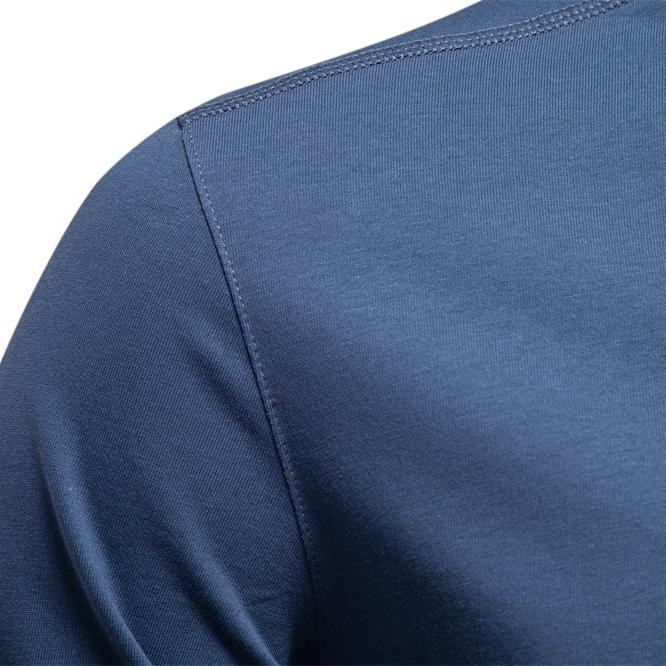AIOPESON Мужская футболка-henley из 100% хлопка, однотонная, с длинным рукавом, на пуговицах, базовая, новая, Осень