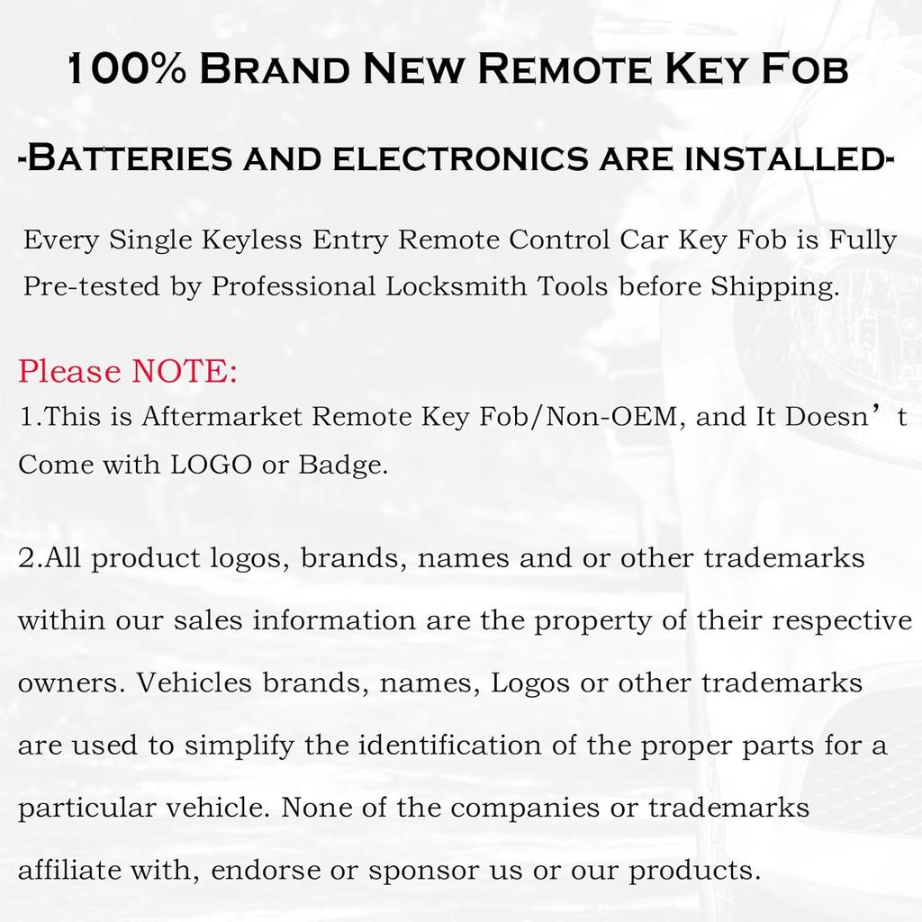 Key Fob Replacement Fits for Chevy Cruze Equinox Camaro Impala Malibu Sonic Buick Regal Verano Encore Allure Lacrosse GMC Terrain 2010- OHT01060512