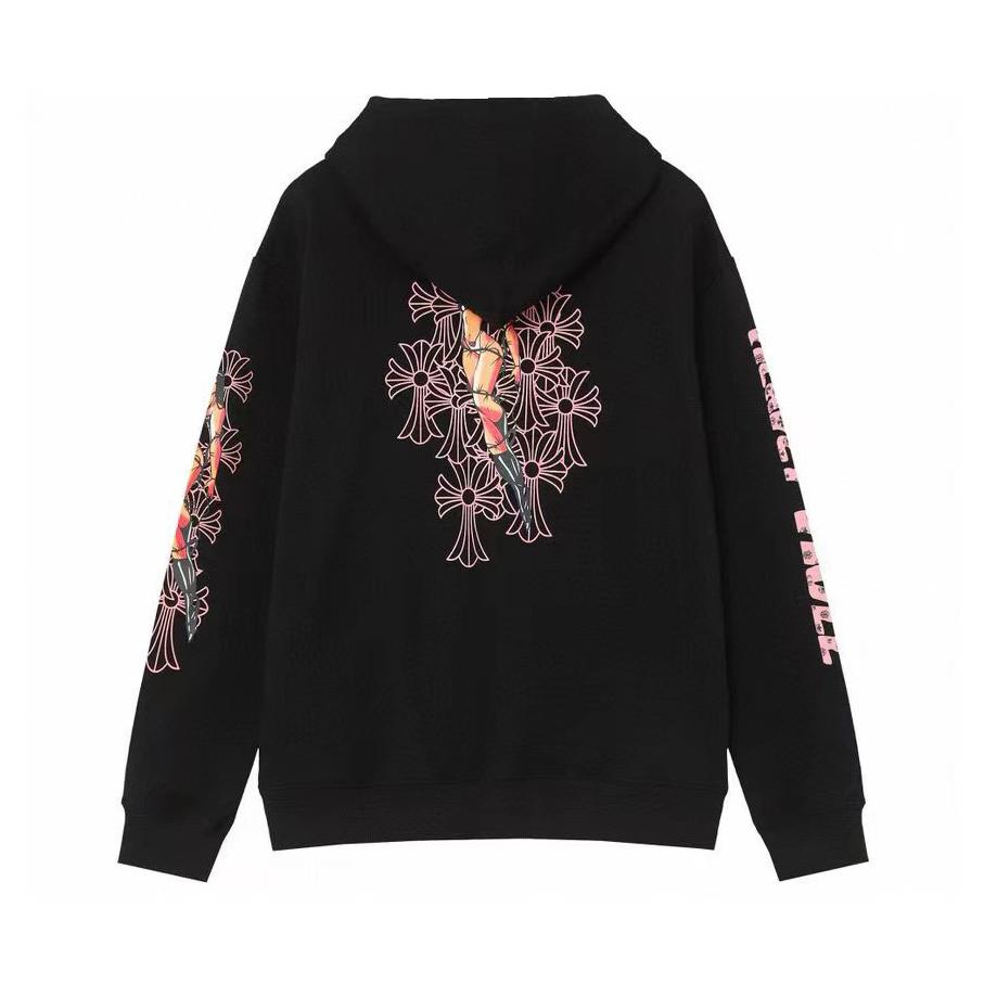 854 CHROME HEARTS Осень-Зима 2025 Новая Толстовка с капюшоном на молнии с логотипом классического стиля большого размера, Подходит для парной носки