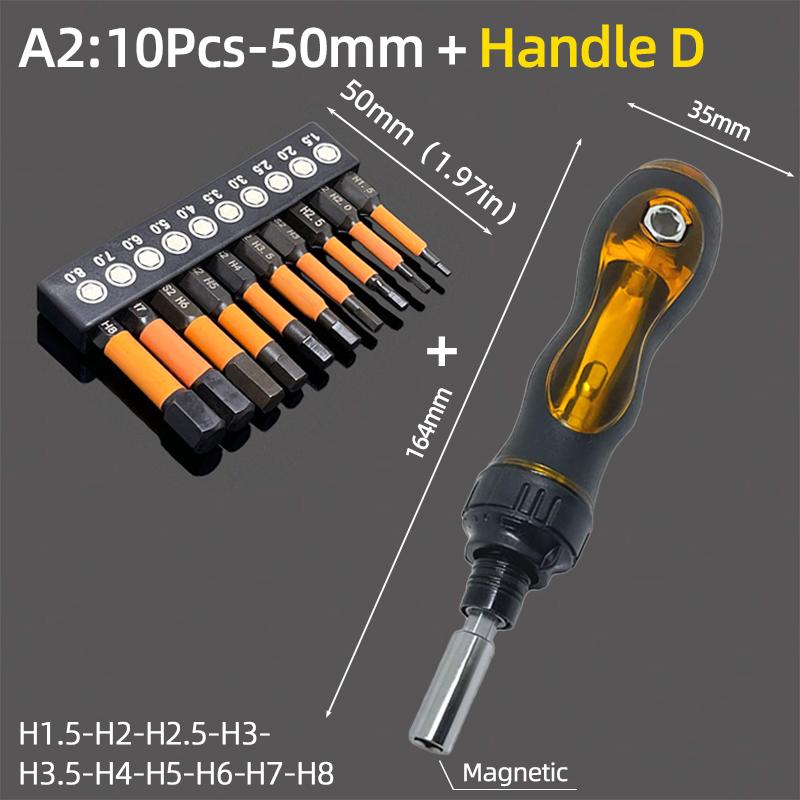 Набор отверточных бит с шестигранной головкой 50/100 мм, метрический, дюймовый, магнитный, S2, 1/4" шестигранный, Аллен, сверла, трещоточная рукоятка, ручные инструменты