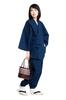 Tayutaf Women's Samue Kimono, Made In Japan, Year-Round Wear, Stylish, Washable, Kurume Cotton, Rokka/ROCCA (L, Navy)