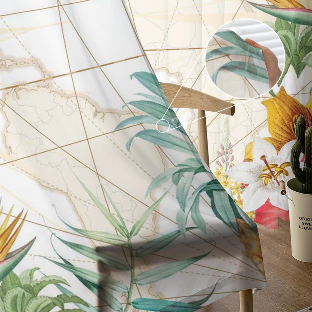 Тукан Цветок Фрукты Тропические Растения Ананас Карта Тюль Прозрачные Оконные Шторы Для Гостиной Спальни Тюль Вуаль Шторы Декор