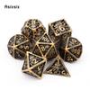 7 Pcs Coppery Squid Metal Dice Hollow Metal Polyhedral Dice Set Suitable for Role-Playing RPG  Board Game Card Game