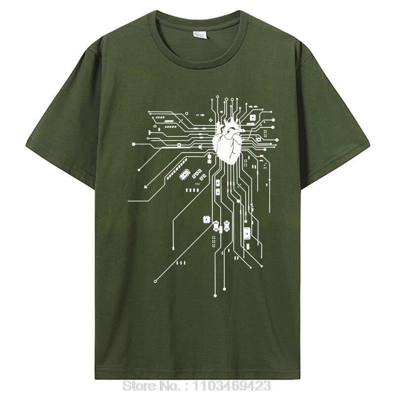 Anatomical Heart CPU Processor Computer Programmer PCB Board Geek T-Shirt Electrical Electronic Engineer Circuit Graphic Tee Top