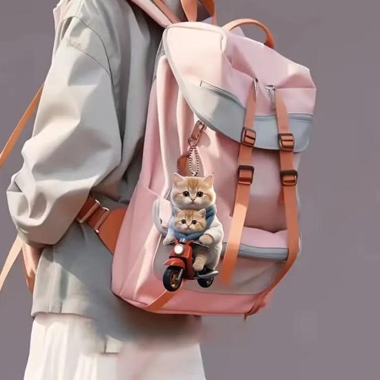 Мотоцикл Кот Акриловые подвесные украшения для дома, комнатная рождественская елка, зеркало заднего вида автомобиля, 2D, плоский ездовой котенок, подвесное украшение, мультяшное животное, подвеска