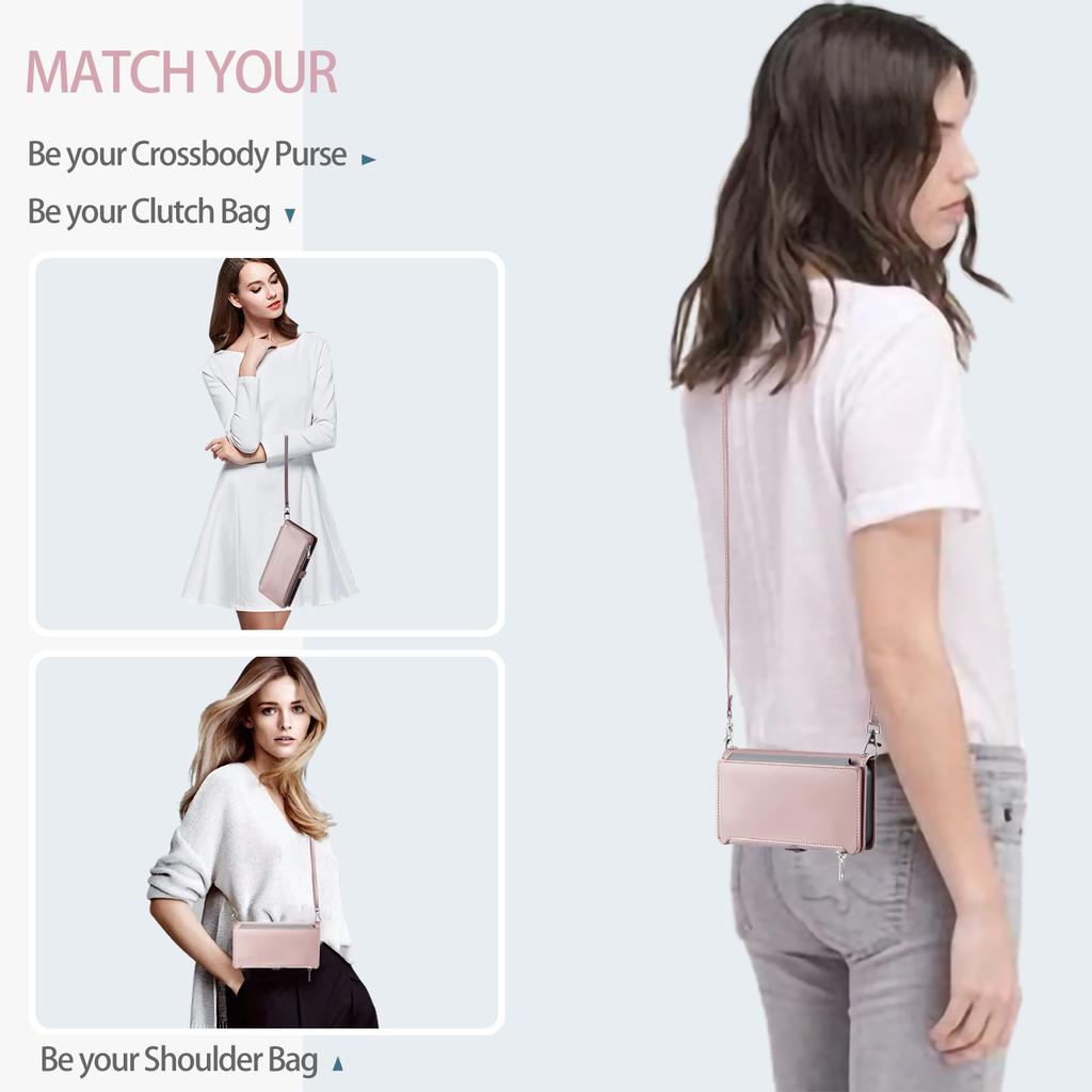 015 Style For iPhone 15 Pro Stand Case Leather Zipper Pocket Phone Cover with Strap