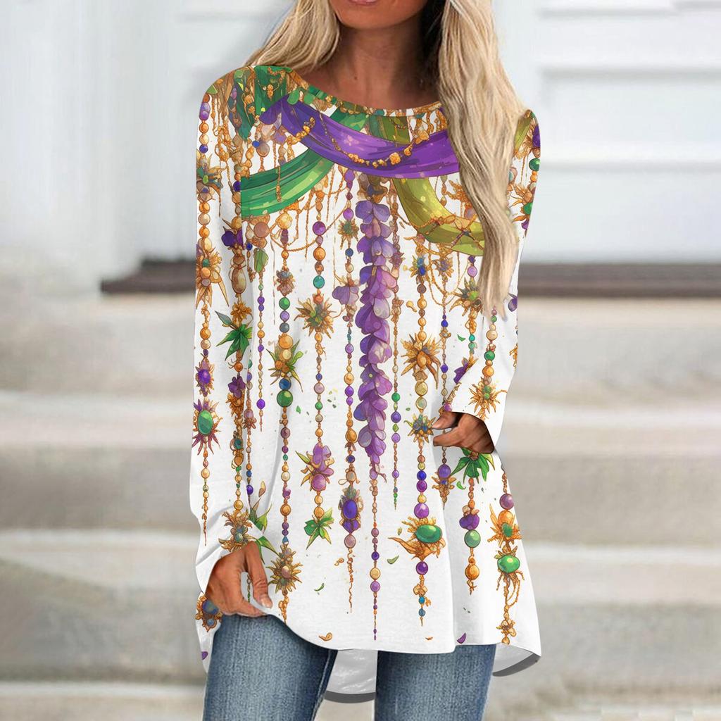 Женский модный пуловер с круглым вырезом, рукавами реглан и длинными рукавами, с карнавальным принтом, повседневный