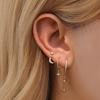 3 Pairs Women Earrings Moon And Star Shape Charm Copper Electroplated Huggie Earrings