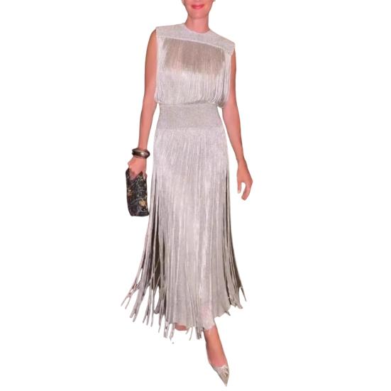 Вечернее платье с кисточками, облегающее платье макси без рукавов с круглым вырезом, однотонное бальное платье облегающего кроя для офисных вечеринок, свадеб