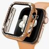 Чехол для Apple Watch 44 мм 45 мм 41 мм 40 мм 38 42 мм Блестящий Алмазный бампер+Защитное стекло для экрана iwatch series 9 8 7 5 6 4 SE