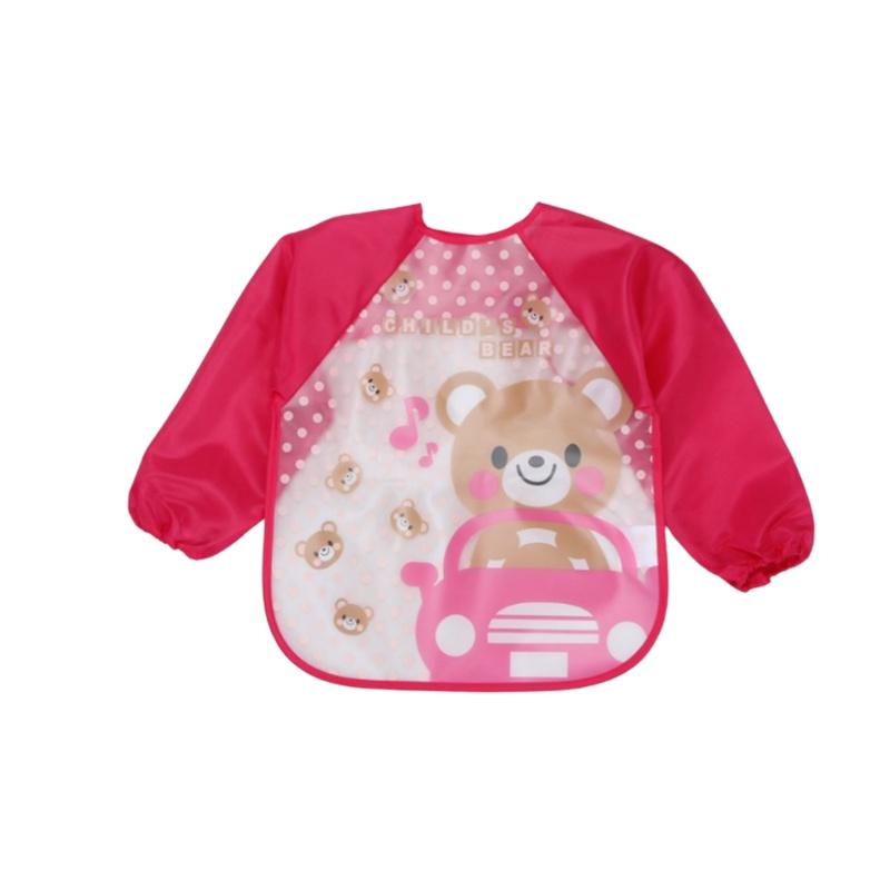 Милый водонепроницаемый мультяшный детский нагрудник с длинными рукавами для прикорма малыша