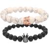 UEUC King&Queen Crown Distance Couple Bracelets His and Her Friendship 8mm Beads Bracelet