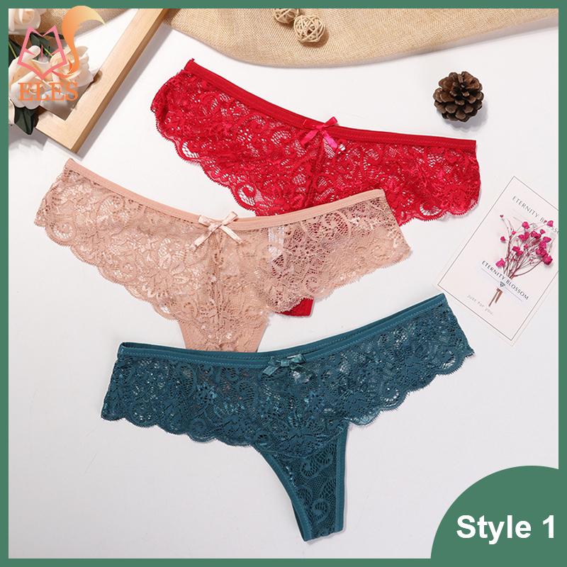 3 Pcs Woman Panties Sexy Lace Thong Underwear Lingerie Female T-back Temptation Low Waist G-string Pack