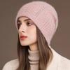 New Style Winter Women Hat Decorate Beanie Hat Simple Design Rabbit Fur Blend Warm Winter Cap Y2K Female Outdoor Knitted Hat