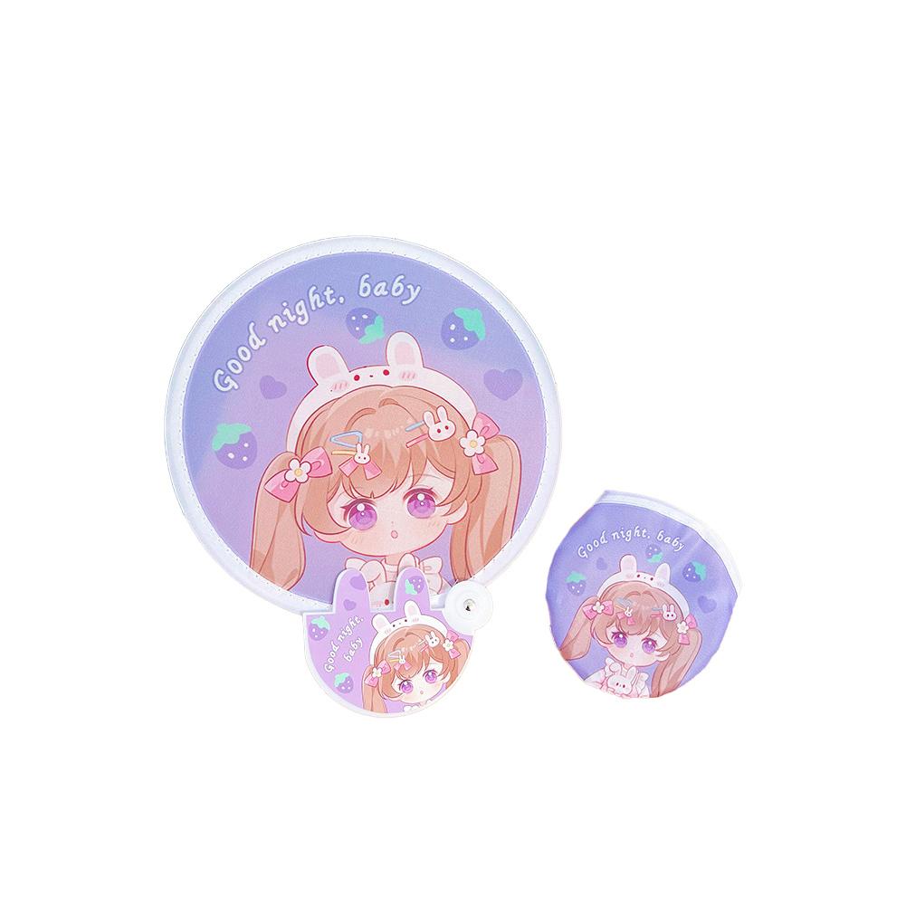 Мультяшный летающий дисковый вентилятор портативный с ручкой охлаждения складной круглый карманный вентилятор C1I4